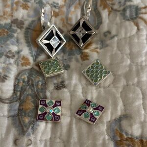 Elegant Silver and Black Geometric Earrings style dots snap jewelry